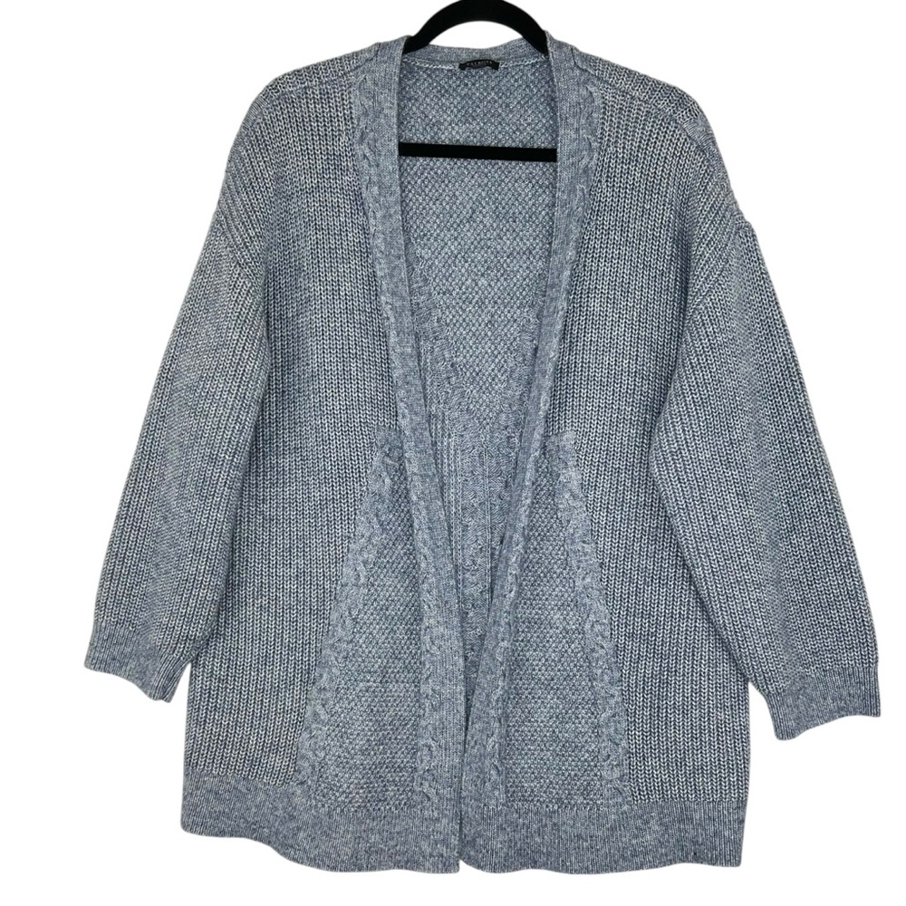 Talbots Blue Cable Knit Cardigan Sweater 2XP Petite Cotton Blend Chunky